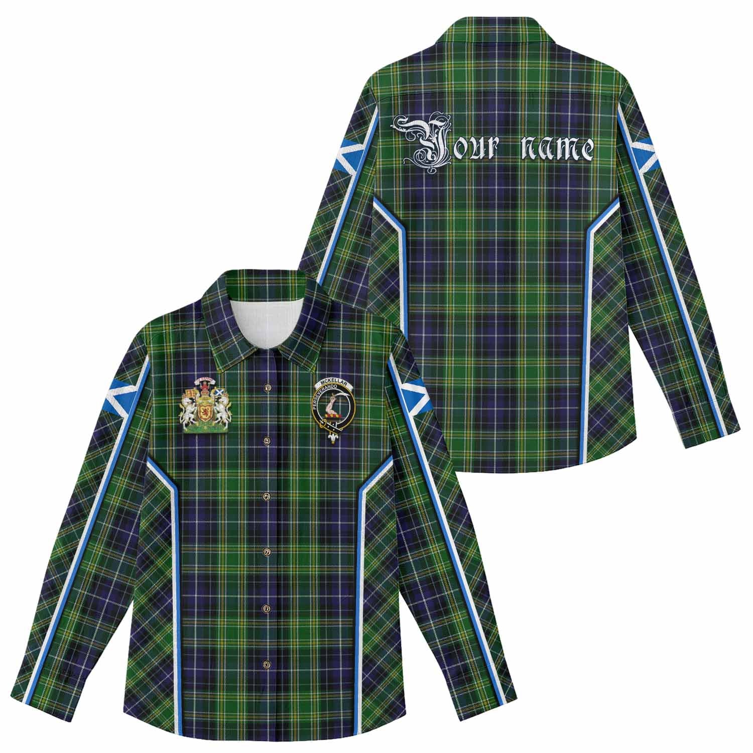 McKellar Tartan Crest Women Casual Shirt Scotland Coat of Arm Flag Style - Tartan Vibes Clothing