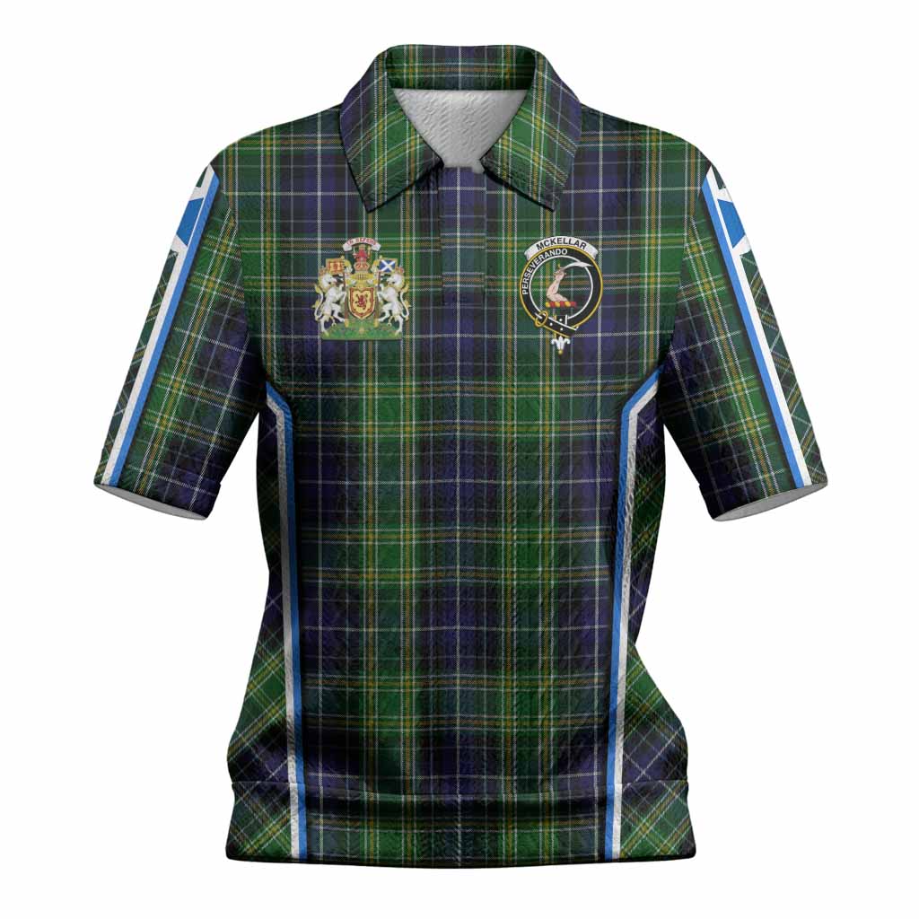 McKellar Tartan Crest Women’s Polo Sweater Top Scotland Coat of Arm Flag Style