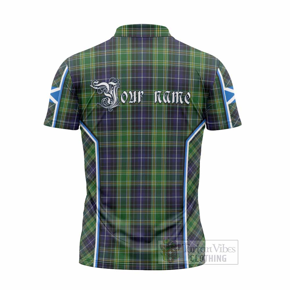 McKellar Tartan Crest Zipper Polo Shirt Scotland Coat of Arm Flag Style - Tartan Vibes Clothing