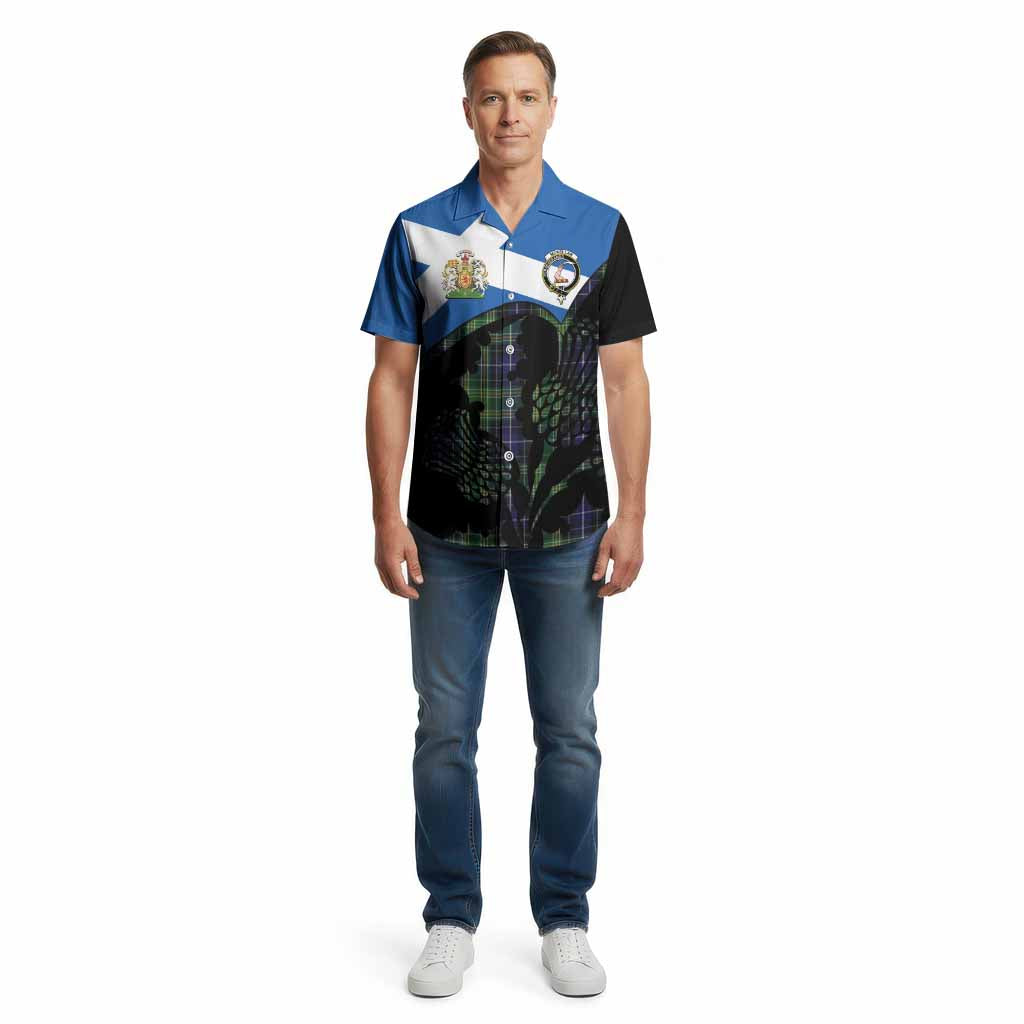 McKellar Tartan Family Crest Cotton Hawaiian Shirt Scotland Thistle Floral Flag Style