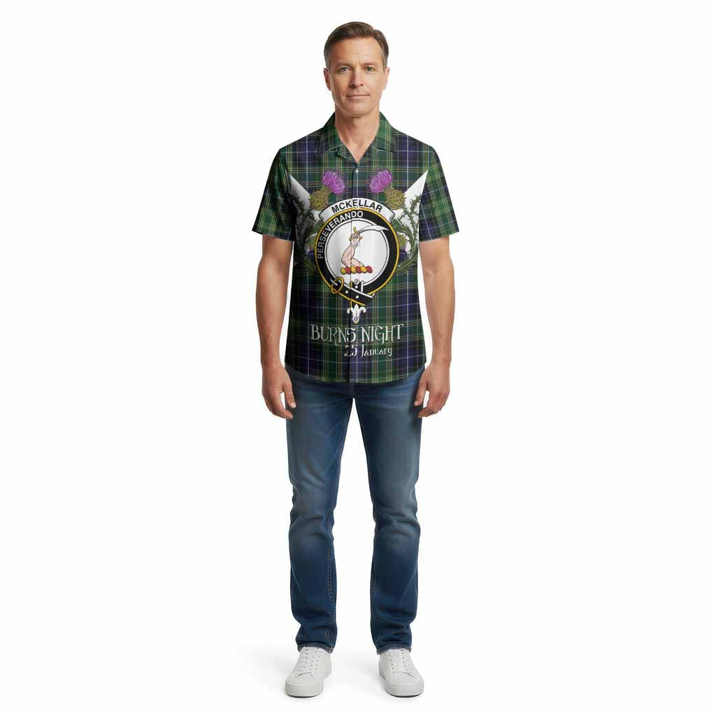 McKellar Tartan Family Crest Cotton Hawaiian Shirt Scottish Burns Night Thistle Floral