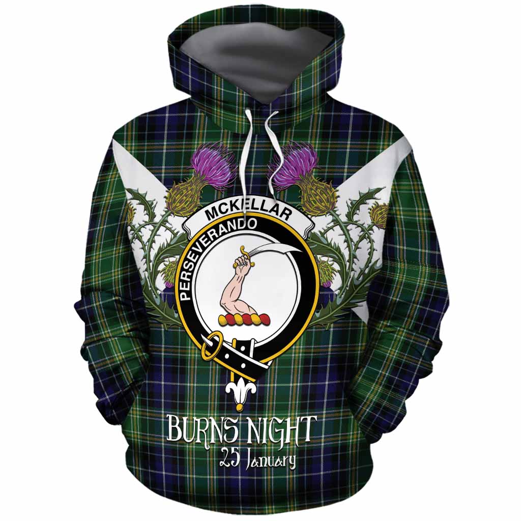 McKellar Tartan Family Crest Cotton Hoodie Scottish Burns Night Thistle Floral