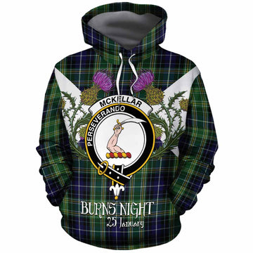 McKellar Tartan Family Crest Cotton Hoodie Scottish Burns Night Thistle Floral