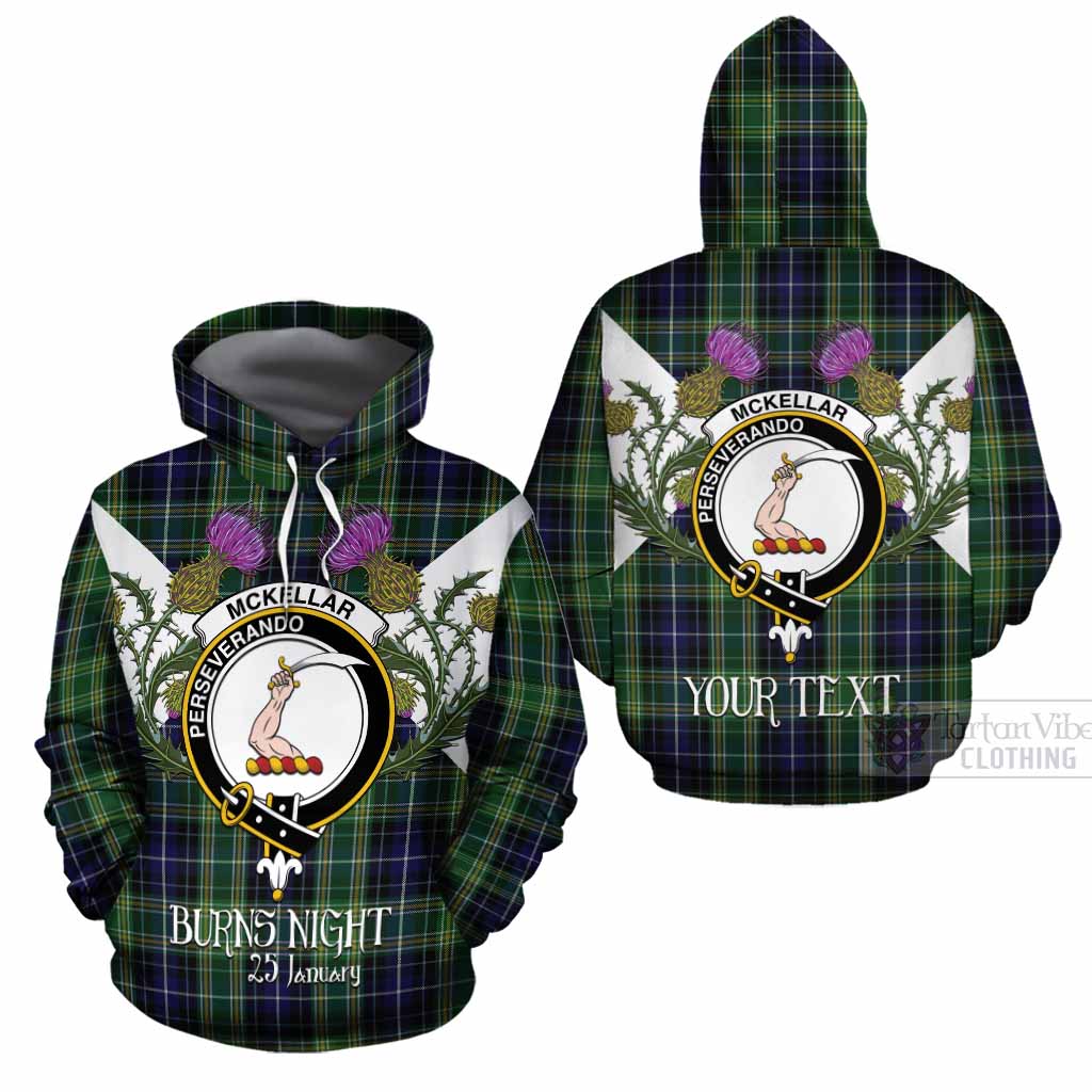 McKellar Tartan Family Crest Cotton Hoodie Scottish Burns Night Thistle Floral