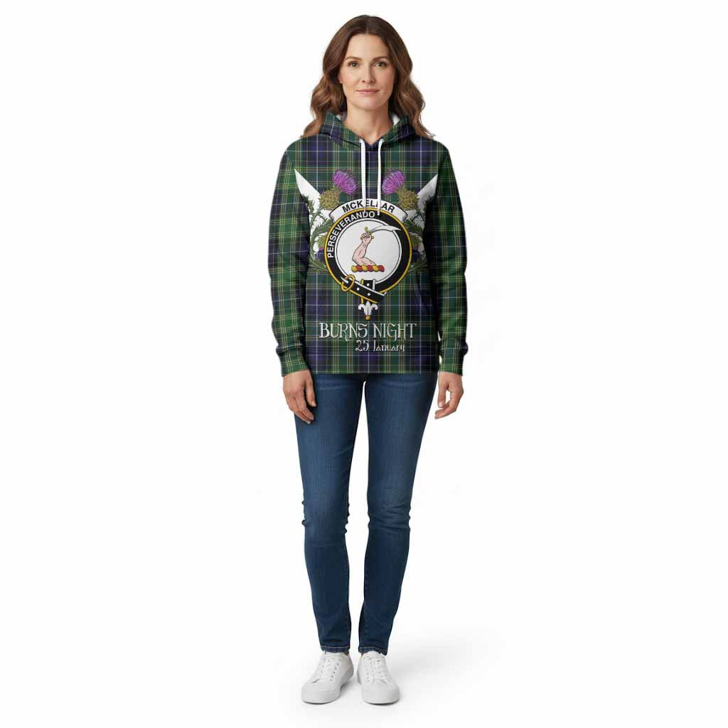 McKellar Tartan Family Crest Cotton Hoodie Scottish Burns Night Thistle Floral