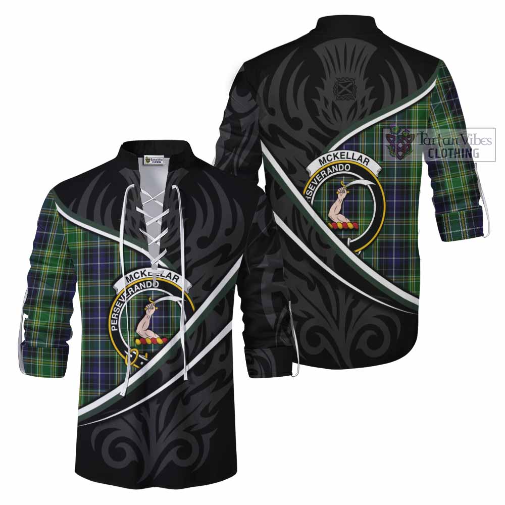 McKellar Tartan Family Crest Ghillie Kilt Shirt Celtic Scottish Thistle Floral - Tartan Vibes Clothing