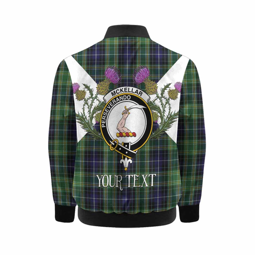McKellar Tartan Family Crest Kid Bomber Jacket Scottish Burns Night Thistle Floral