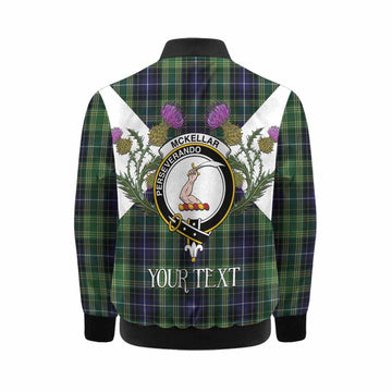 McKellar Tartan Family Crest Kid Bomber Jacket Scottish Burns Night Thistle Floral