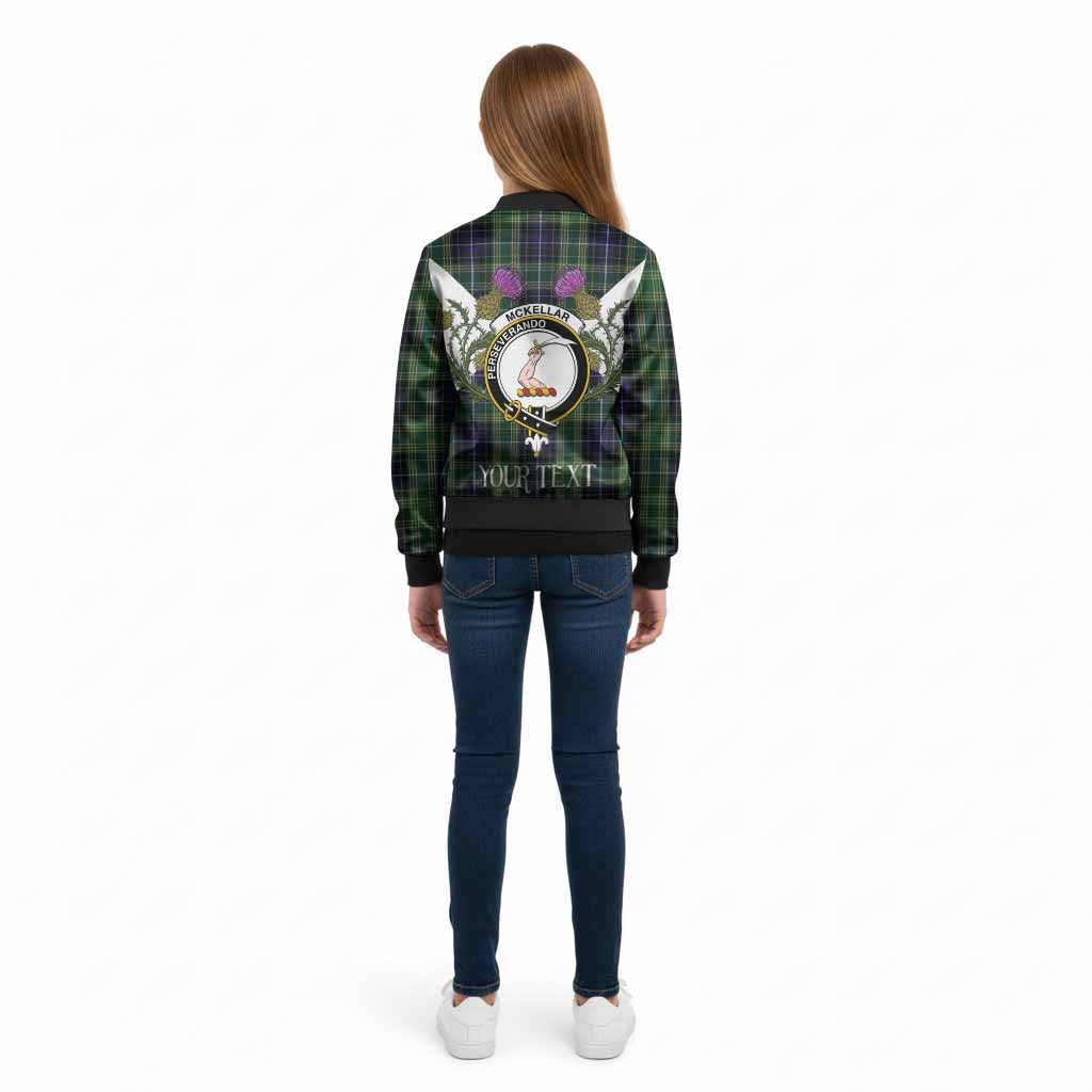 McKellar Tartan Family Crest Kid Bomber Jacket Scottish Burns Night Thistle Floral