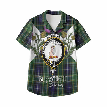 McKellar Tartan Family Crest Kid Hawaiian Shirt Scottish Burns Night Thistle Floral