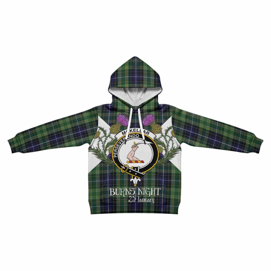 McKellar Tartan Family Crest Kid Hoodie Scottish Burns Night Thistle Floral