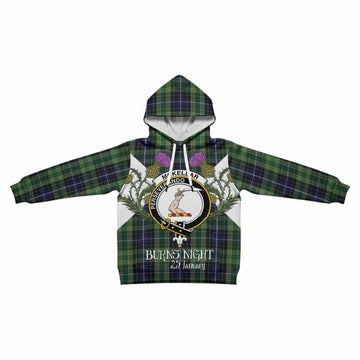 McKellar Tartan Family Crest Kid Hoodie Scottish Burns Night Thistle Floral