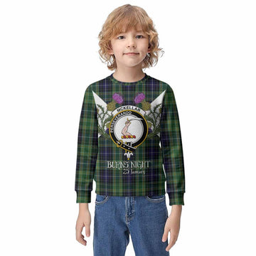 McKellar Tartan Family Crest Kid Knitted Sweatshirt Scottish Burns Night Thistle Floral