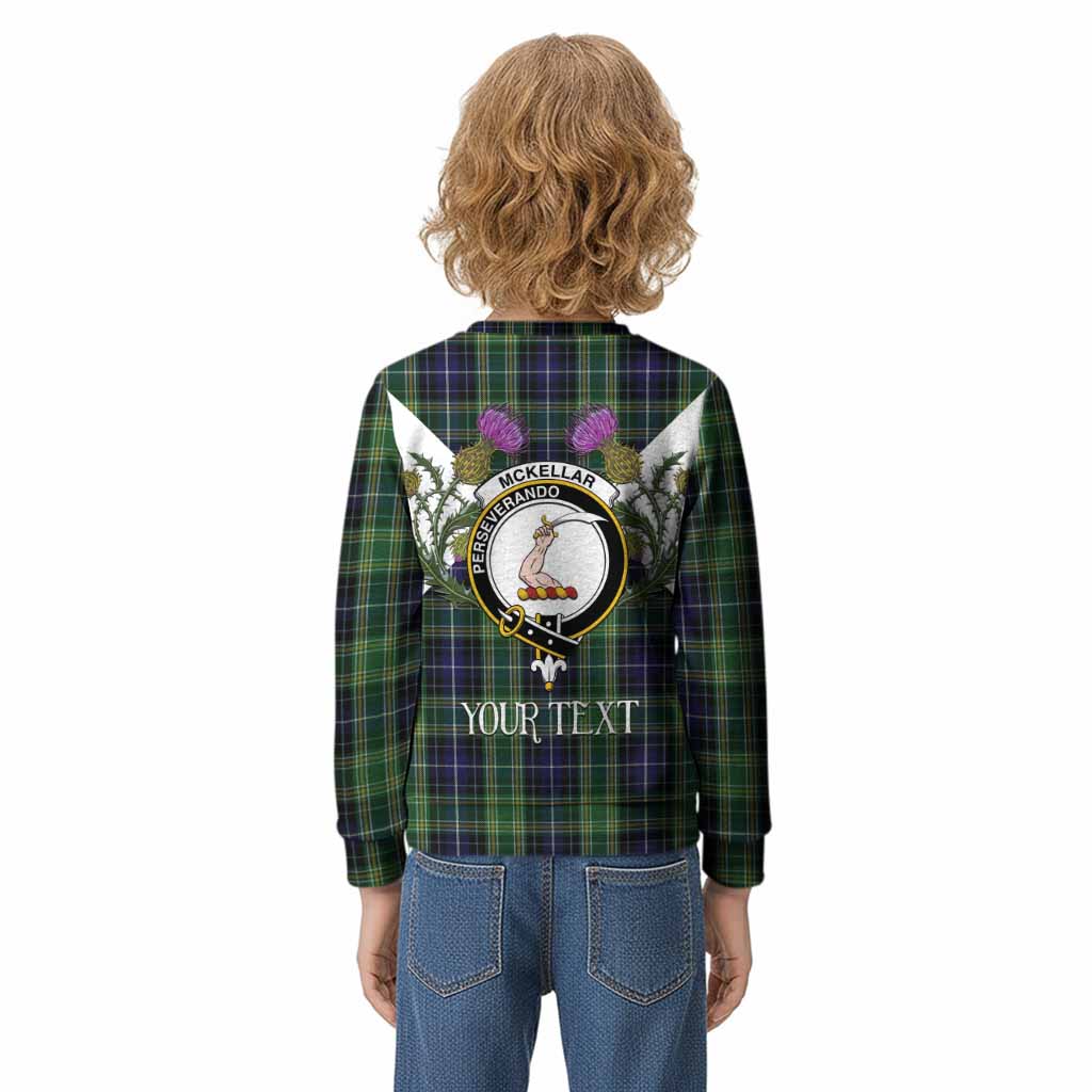 McKellar Tartan Family Crest Kid Knitted Sweatshirt Scottish Burns Night Thistle Floral