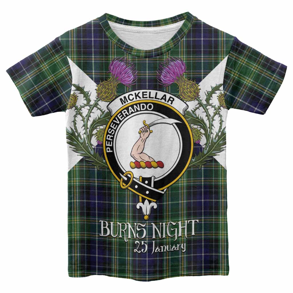 McKellar Tartan Family Crest Kid T-shirt Scottish Burns Night Thistle Floral