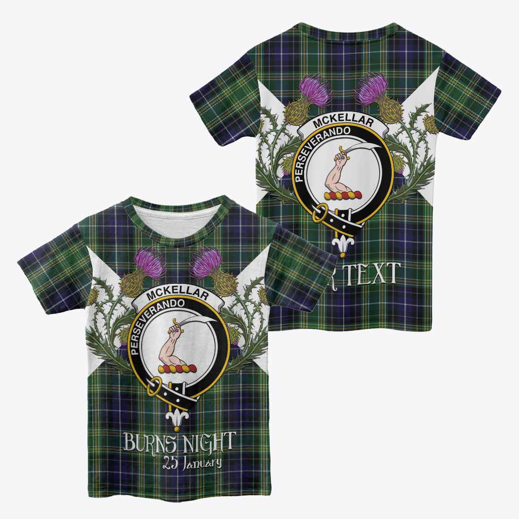 McKellar Tartan Family Crest Kid T-shirt Scottish Burns Night Thistle Floral