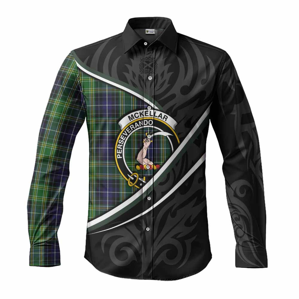 McKellar Tartan Family Crest Long Sleeve Button Shirts Celtic Scottish Thistle Floral - Tartan Vibes Clothing