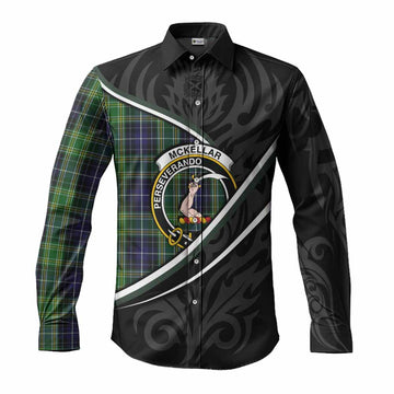 McKellar Tartan Family Crest Long Sleeve Button Shirts Celtic Scottish Thistle Floral - Tartan Vibes Clothing
