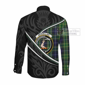 McKellar Tartan Family Crest Long Sleeve Button Shirts Celtic Scottish Thistle Floral - Tartan Vibes Clothing