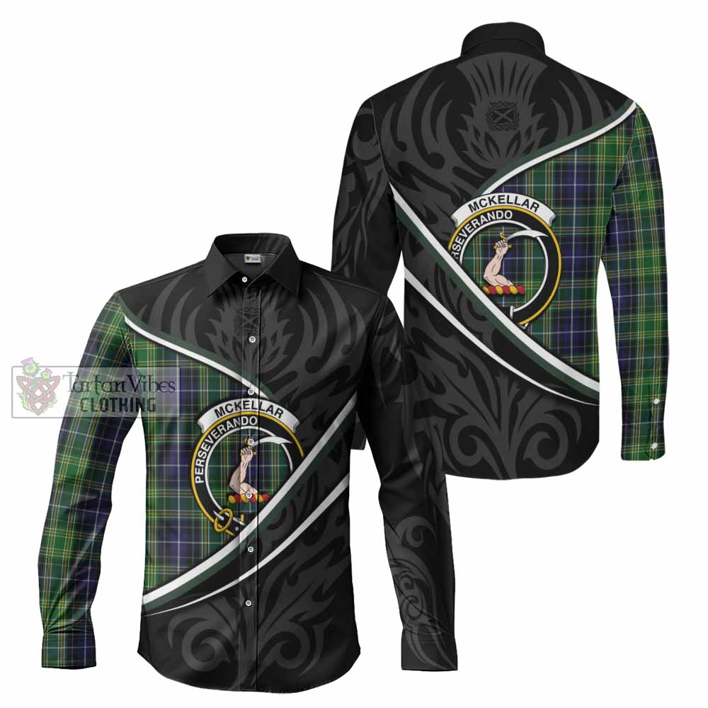 McKellar Tartan Family Crest Long Sleeve Button Shirts Celtic Scottish Thistle Floral - Tartan Vibes Clothing