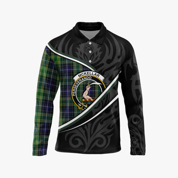 McKellar Tartan Family Crest Long Sleeve Polo Shirt Celtic Scottish Thistle Floral - Tartan Vibes Clothing