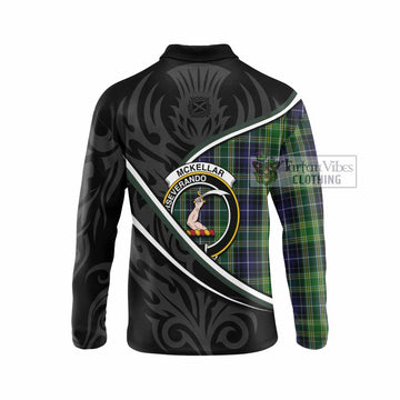 McKellar Tartan Family Crest Long Sleeve Polo Shirt Celtic Scottish Thistle Floral - Tartan Vibes Clothing