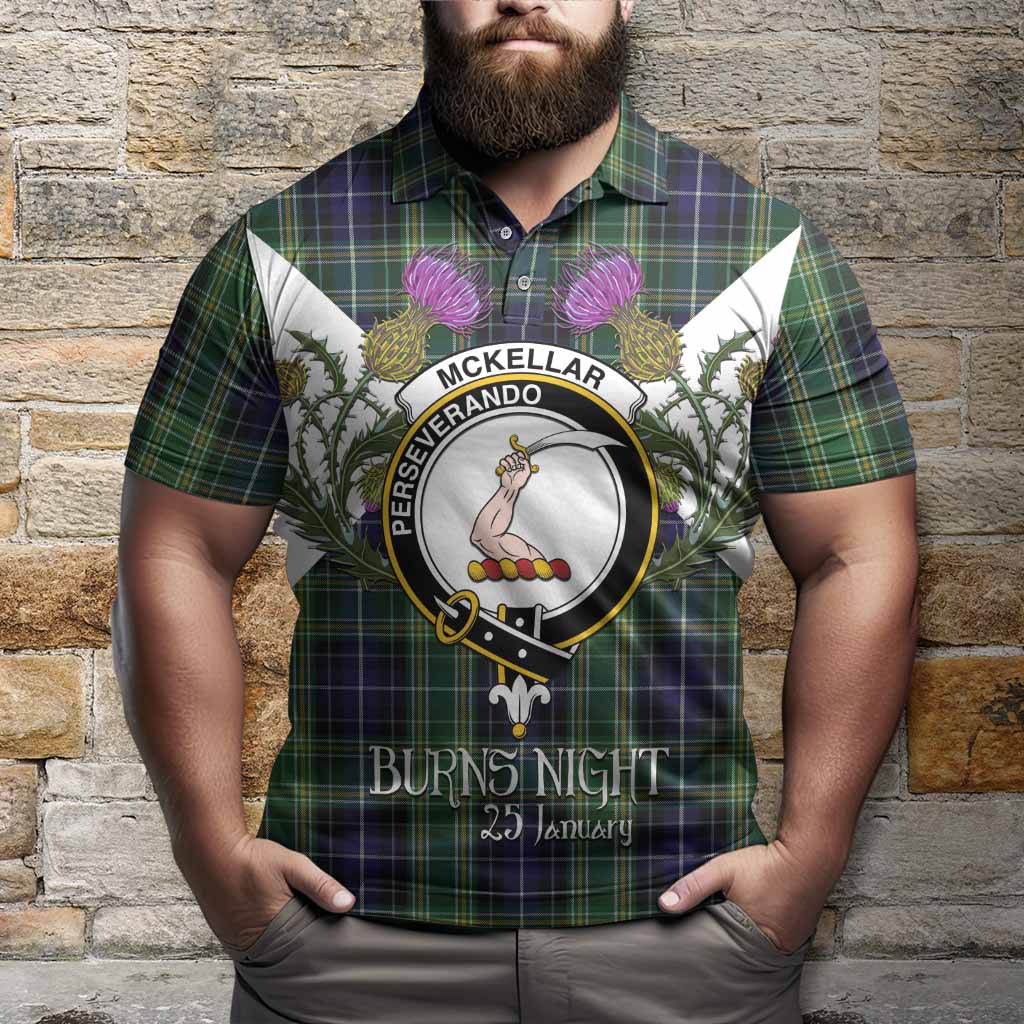 McKellar Tartan Family Crest Polo Shirt Scottish Burns Night Thistle Floral