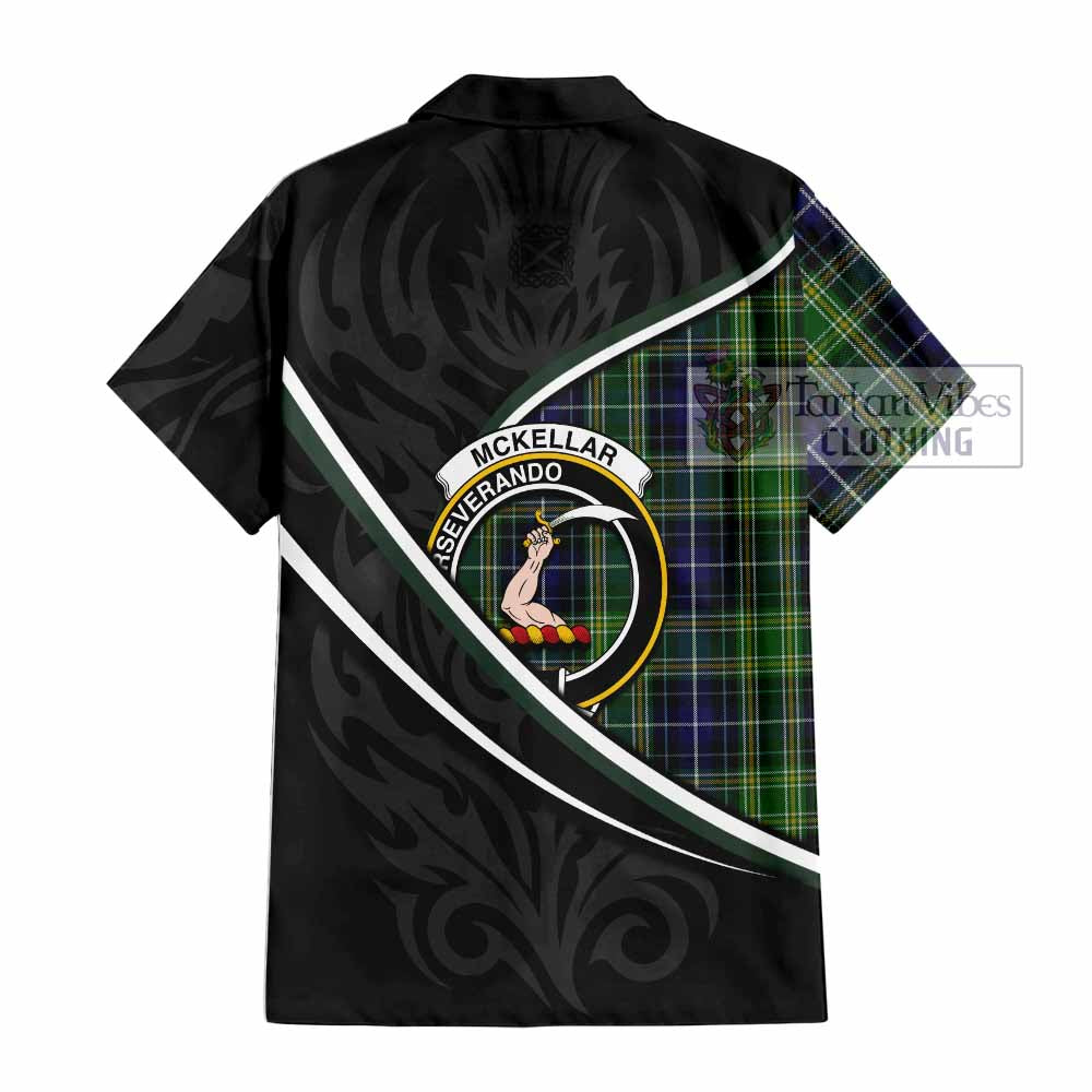 McKellar Tartan Family Crest Short Sleeve Button Shirt Celtic Scottish Thistle Floral - Tartan Vibes Clothing