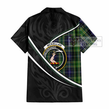 McKellar Tartan Family Crest Short Sleeve Button Shirt Celtic Scottish Thistle Floral - Tartan Vibes Clothing