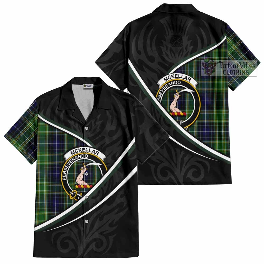 McKellar Tartan Family Crest Short Sleeve Button Shirt Celtic Scottish Thistle Floral - Tartan Vibes Clothing