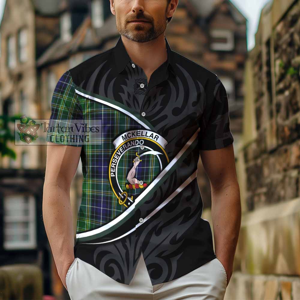McKellar Tartan Family Crest Short Sleeve Button Shirt Celtic Scottish Thistle Floral - Tartan Vibes Clothing