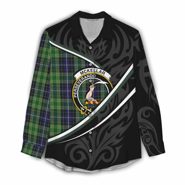 McKellar Tartan Family Crest Women Casual Shirt Celtic Scottish Thistle Floral - Tartan Vibes Clothing