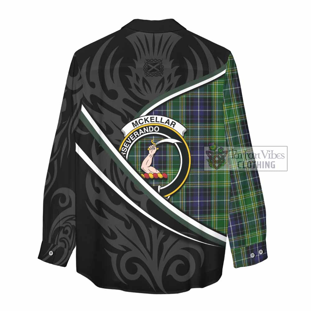 McKellar Tartan Family Crest Women Casual Shirt Celtic Scottish Thistle Floral - Tartan Vibes Clothing