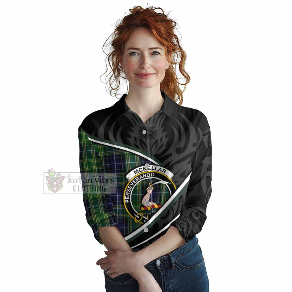 McKellar Tartan Family Crest Women Casual Shirt Celtic Scottish Thistle Floral - Tartan Vibes Clothing