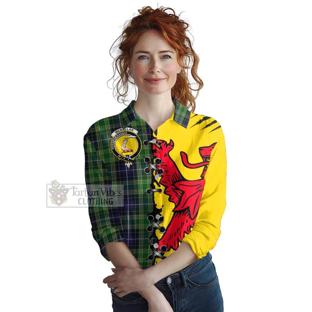 McKellar Tartan Family Crest Women Casual Shirt Lion Rampant Honor - Tartan Vibes Clothing