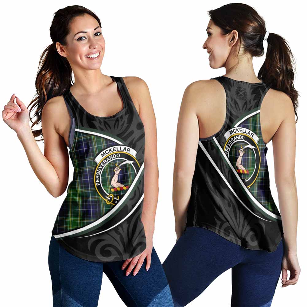 McKellar Tartan Family Crest Women Racerback Tanks Celtic Scottish Thistle Floral - Tartan Vibes Clothing