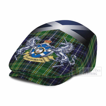 McKellar Tartan Flat Cap, Jeff Cap Alba Gu Brath Unicorn Crest