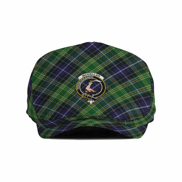 McKellar Tartan Flat Cap, Jeff Cap Cross Style with Family Crest