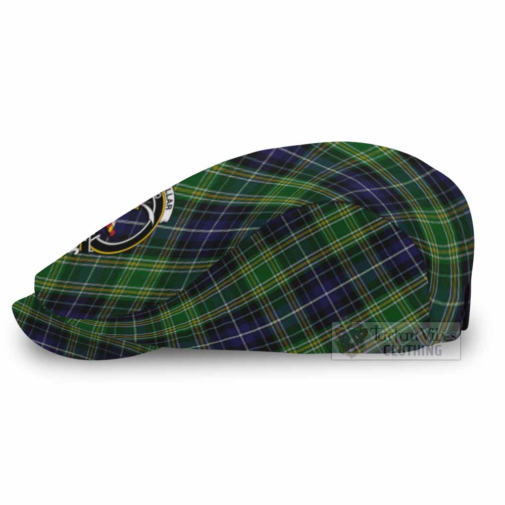 McKellar Tartan Flat Cap, Jeff Cap Cross Style with Family Crest - Tartan Vibes Clothing