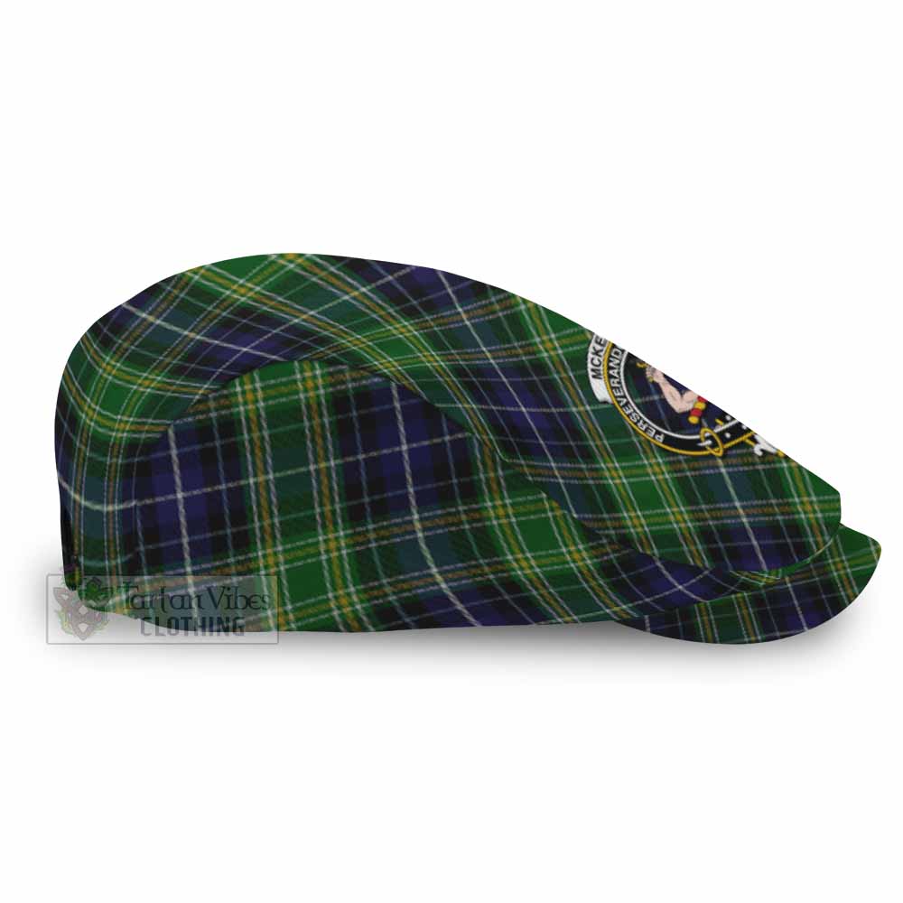 McKellar Tartan Flat Cap, Jeff Cap Cross Style with Family Crest - Tartan Vibes Clothing