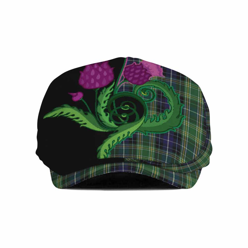 McKellar Tartan Flat Cap, Jeff Cap Traditional Scottish Thistle