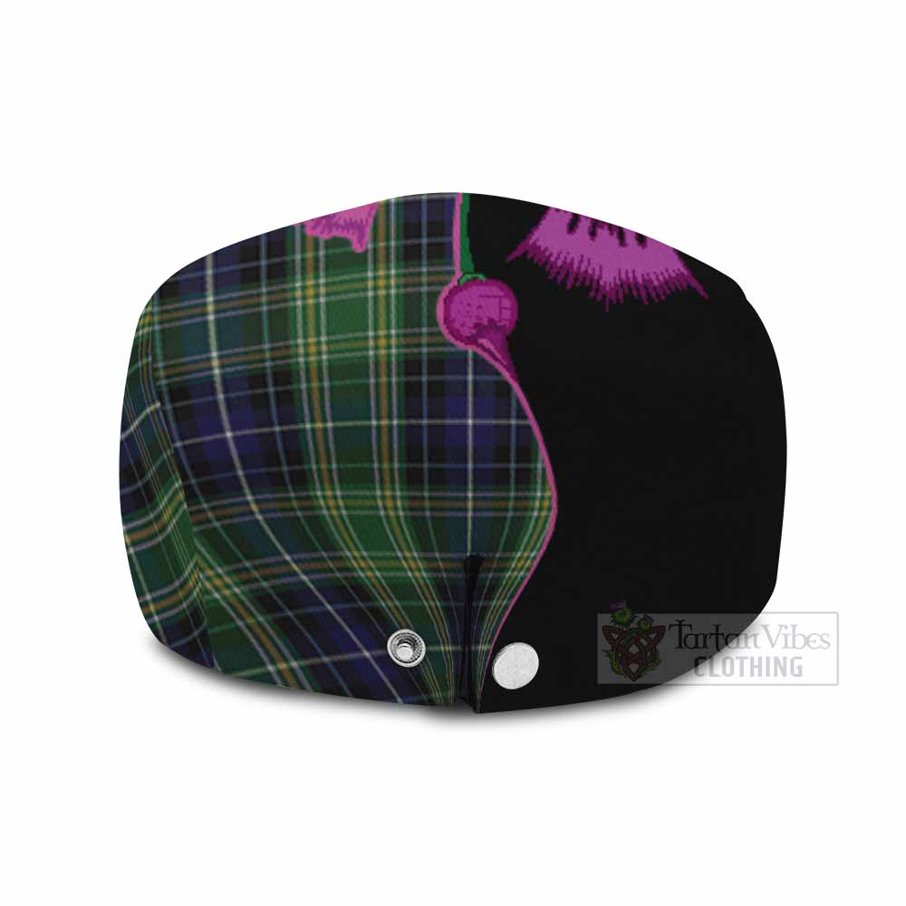 McKellar Tartan Flat Cap, Jeff Cap Traditional Scottish Thistle