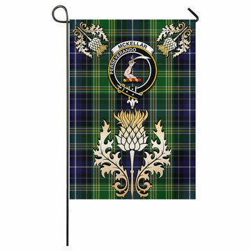 McKellar Tartan Garden Flag with Golden Regal Scottish Thistle Emblem - Tartan Vibes Clothing