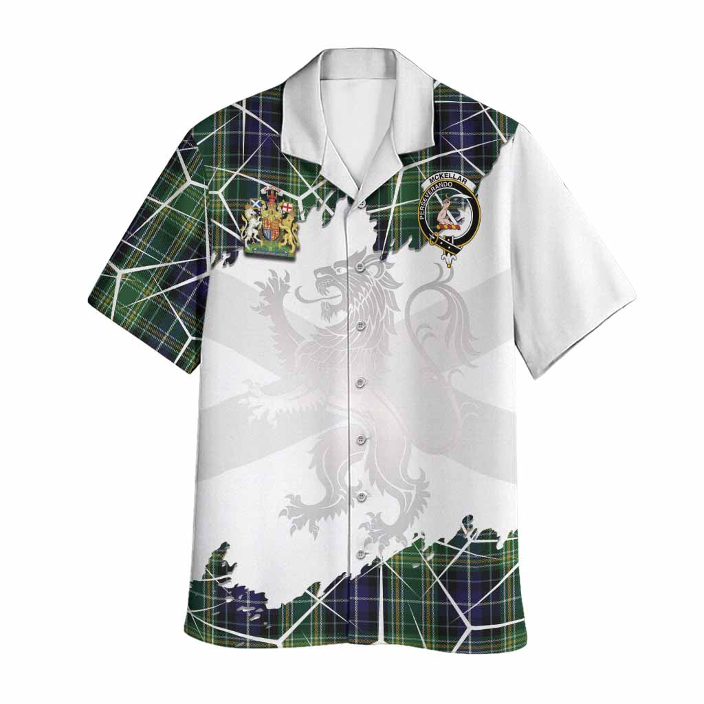 McKellar Tartan Hawaiian Shirt with Family Crest and Lion Rampant Grunge Style