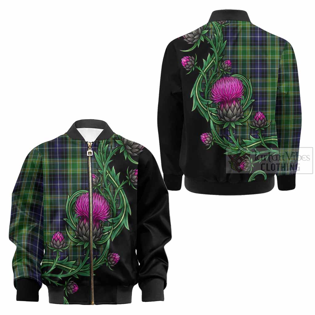 McKellar Tartan Kid Bomber Jacket Resilient Scottish Thistle - Tartan Vibes Clothing