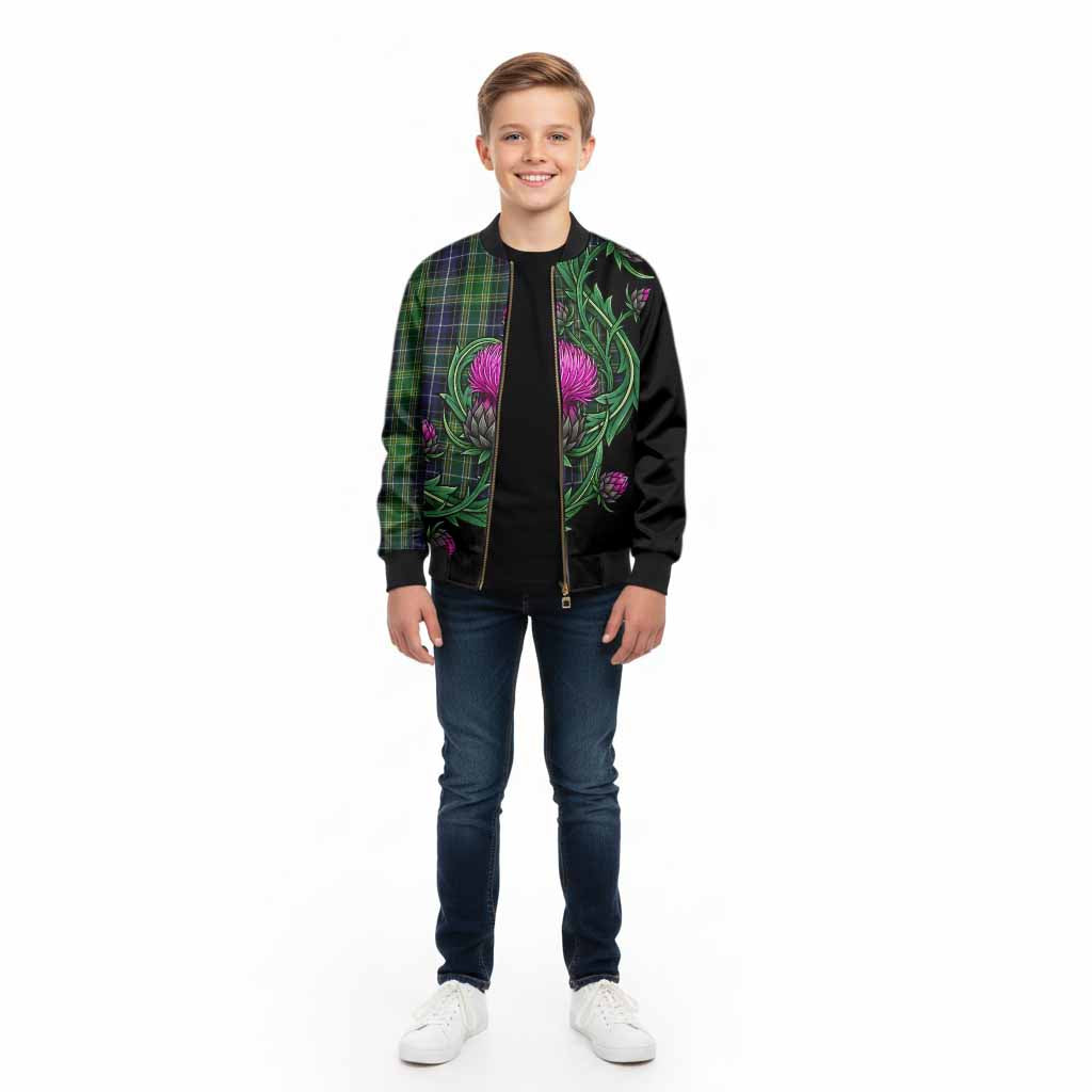 McKellar Tartan Kid Bomber Jacket Resilient Scottish Thistle - Tartan Vibes Clothing