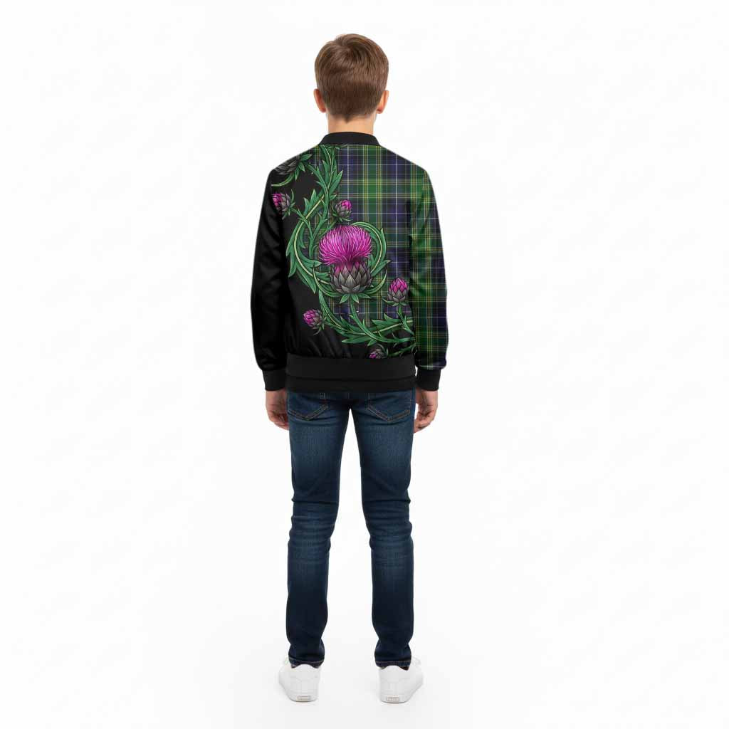 McKellar Tartan Kid Bomber Jacket Resilient Scottish Thistle - Tartan Vibes Clothing