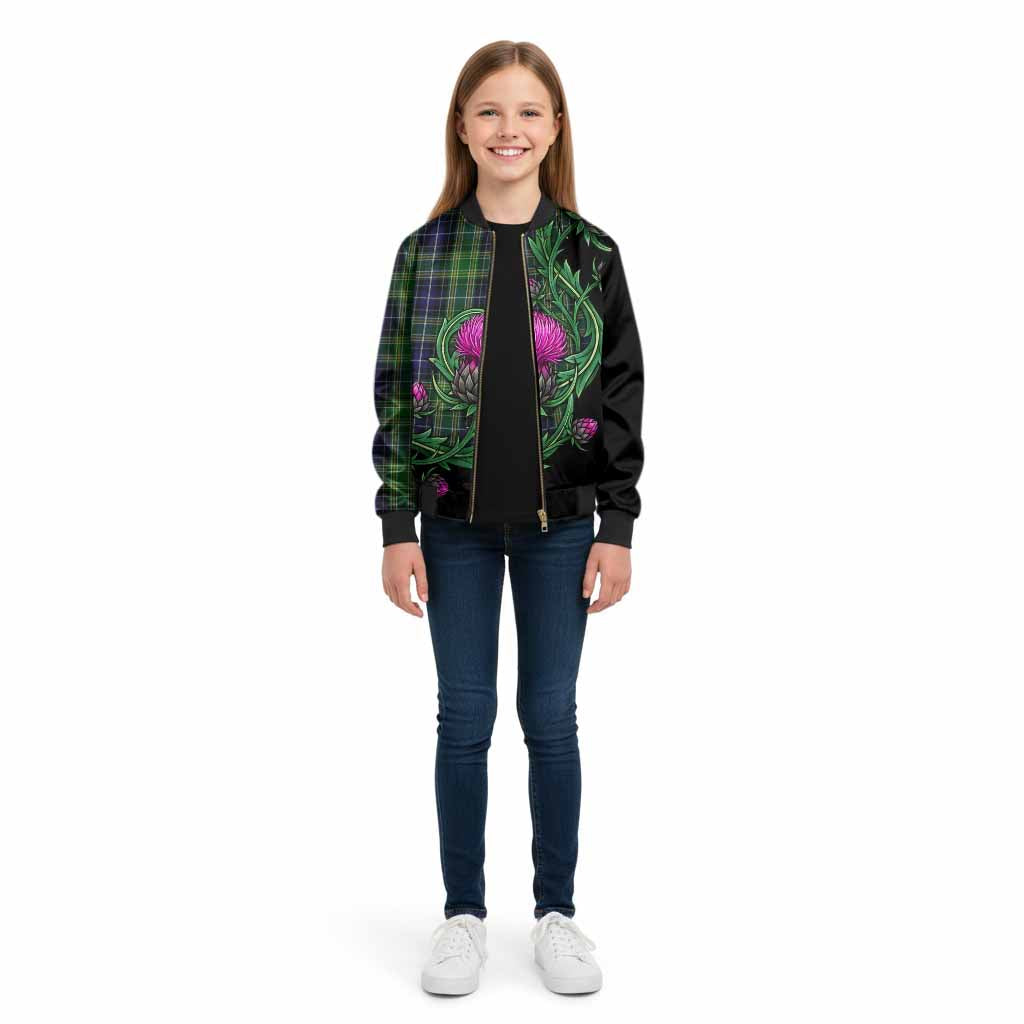 McKellar Tartan Kid Bomber Jacket Resilient Scottish Thistle - Tartan Vibes Clothing