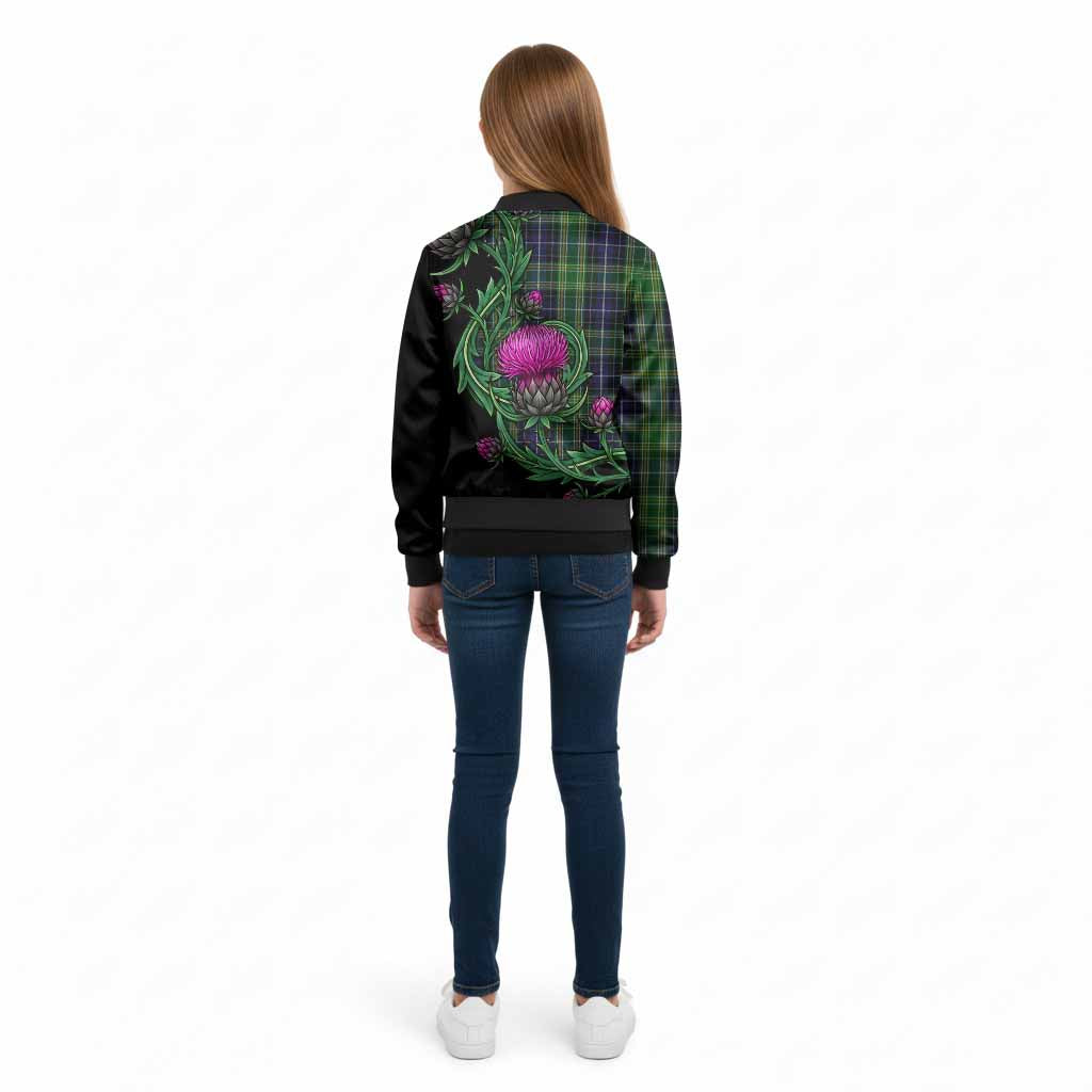 McKellar Tartan Kid Bomber Jacket Resilient Scottish Thistle - Tartan Vibes Clothing