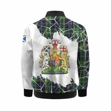 McKellar Tartan Kid Bomber Jacket with Family Crest and Lion Rampant Grunge Style